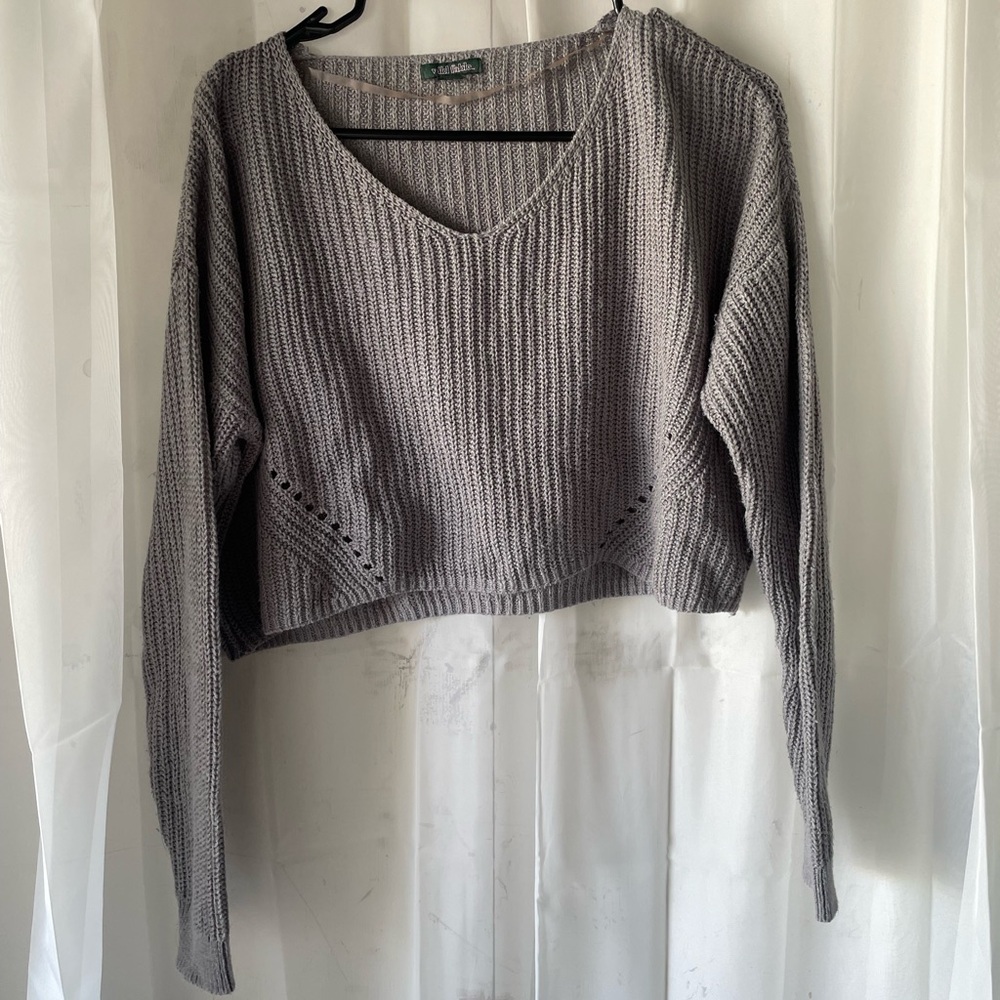🎄Buy2Get1Free🎄Gray knit cropped sweater